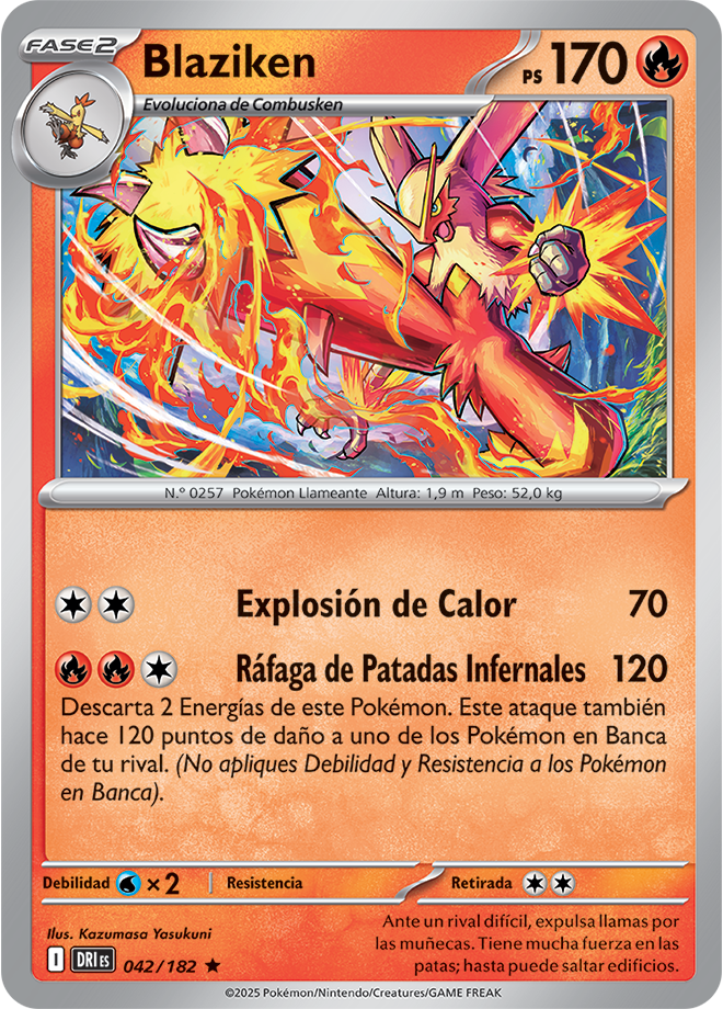 Blaziken Holo R - Destined Rivals / Rivales Predestinados Pokemon Card 042/182 - Spanish