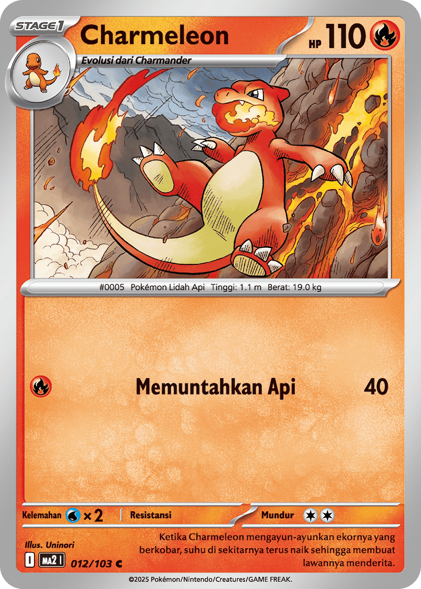 Charmeleon C - Pokemon Card 012/103 Blue Flame MA2 I - Indonesian