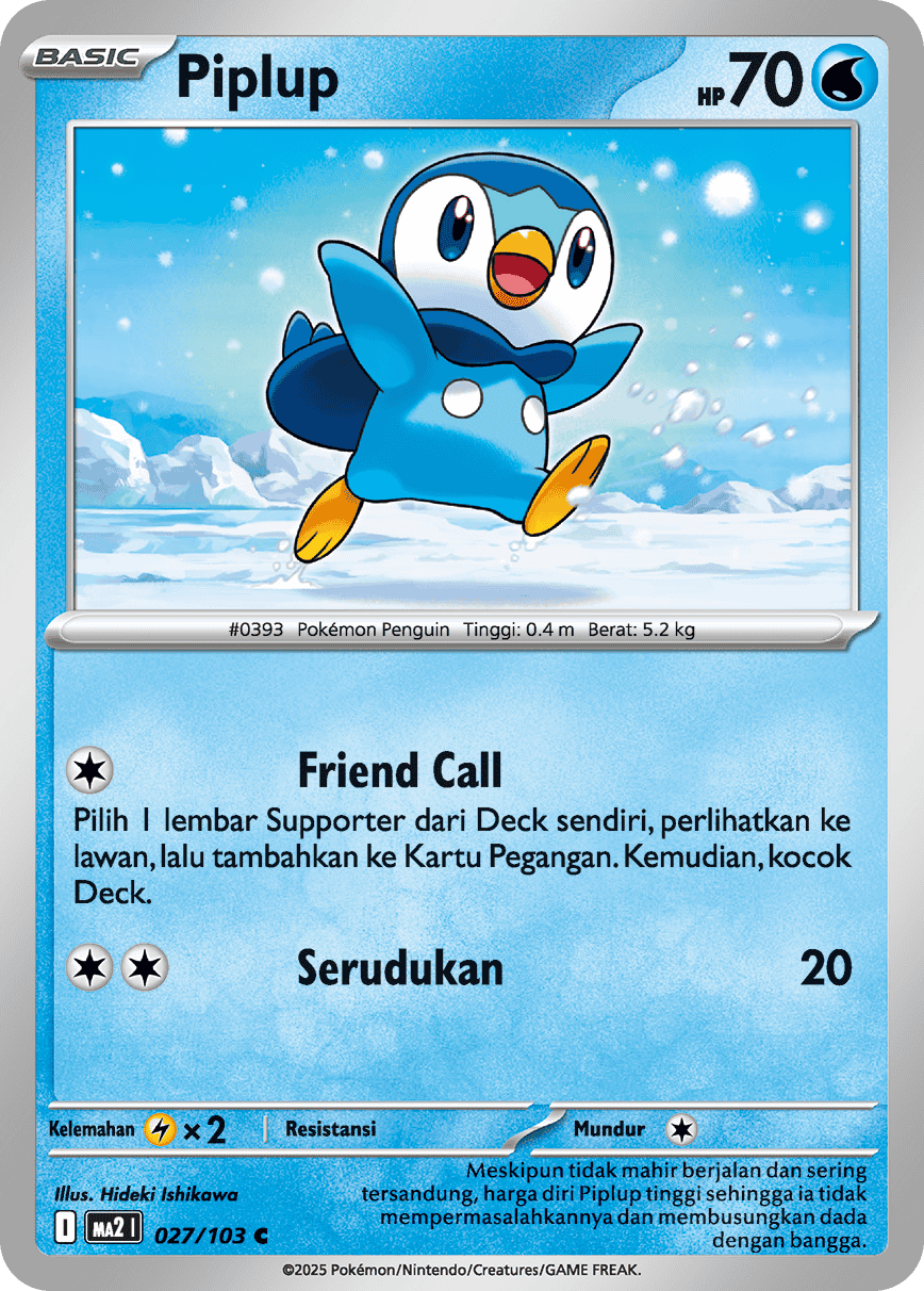 Piplup C - Pokemon Card 027/103 Blue Flame MA2 I - Indonesian