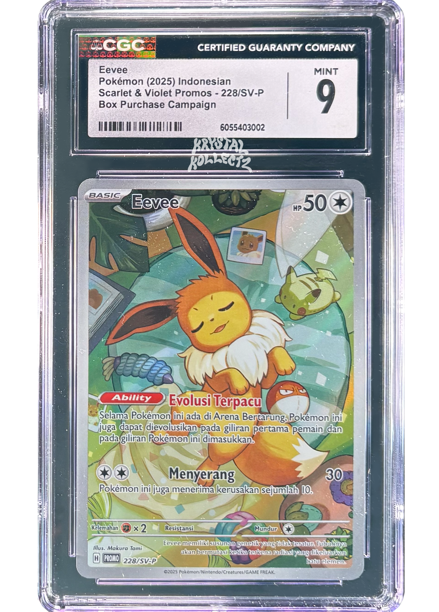 Eevee - Terastal Festival ex / Prismatic Evolutions Booster Box Purchase Promo - CGC 9 - Indonesian