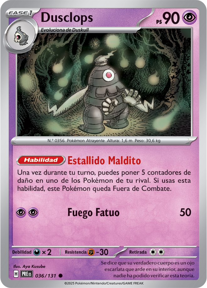 Dusclops C - Prismatic Evolutions Pokemon Card PREes 036/131 - Spanish
