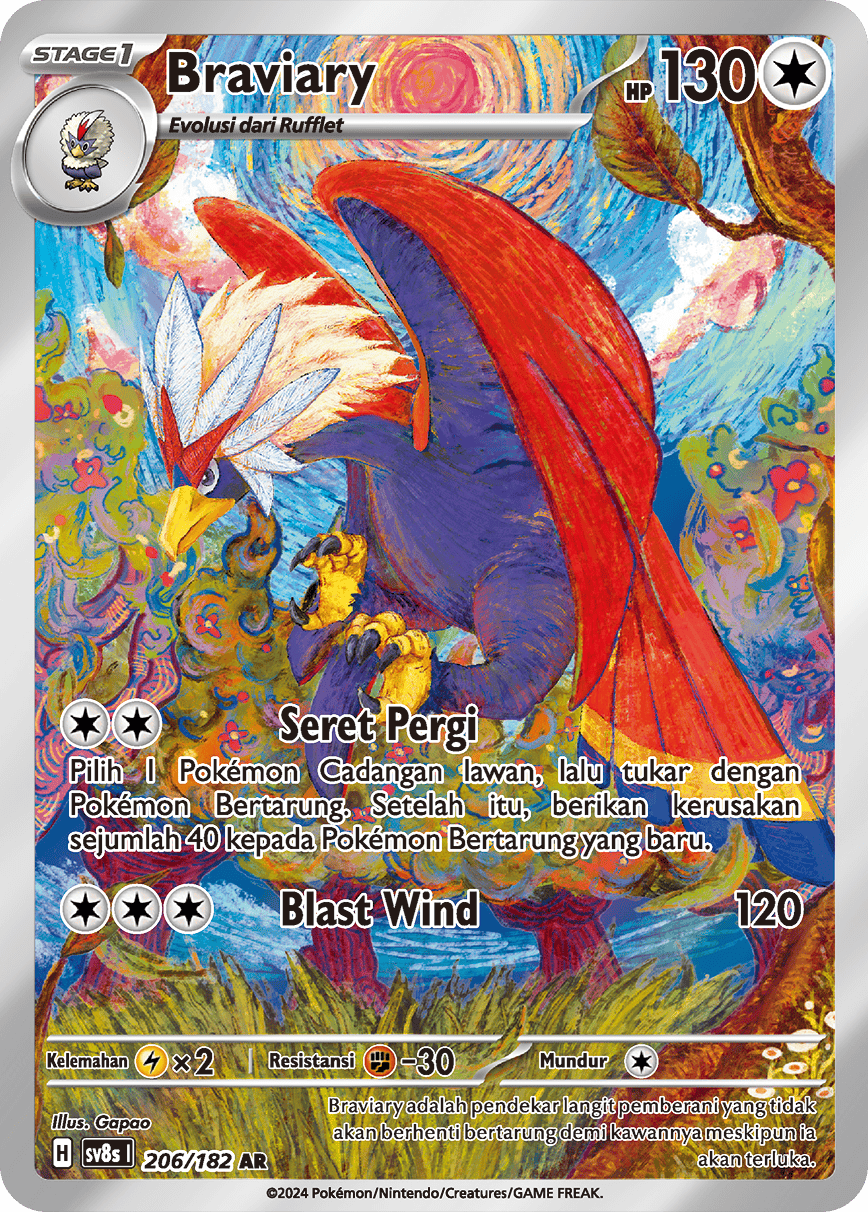 Braviary AR - Pokemon Card 206/182 Stellar Lightning Strike - Indonesian