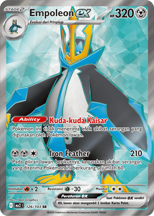 Empoleon ex SR - Pokemon Card 126/103 Blue Flames / Phantasmal Flames - Indonesian
